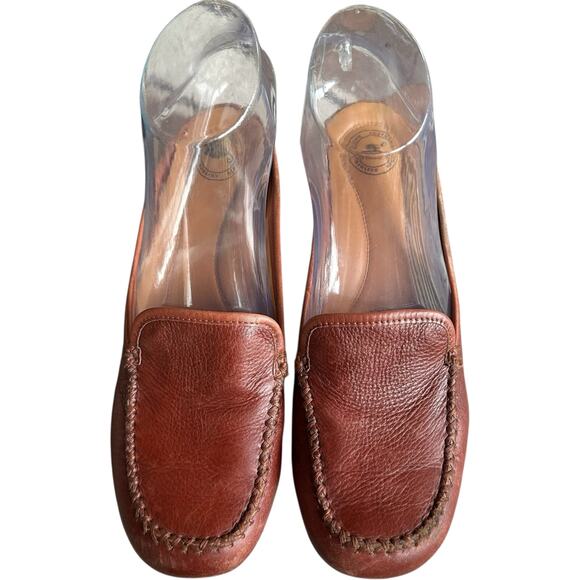 VTG Nurture Brown Leather Kitten Heel Mules Womens SZ 7.5 Y2K Classic Comfort - Picture 3 of 11